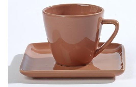 Conjunto de taza y plato (color teja) - Dendago