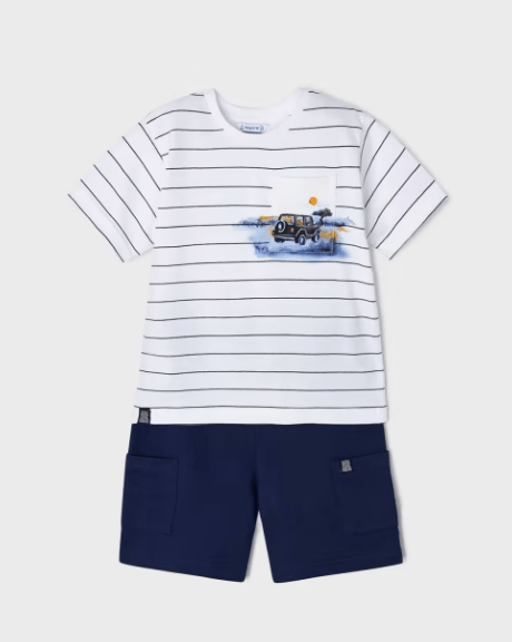 Conjunto pantalón corto y camiseta corta azul - Dendago