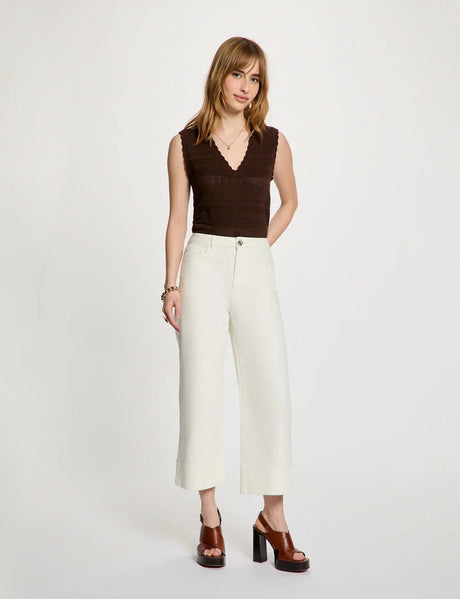  Pantalón culotte de tiro alto blanco Morgan