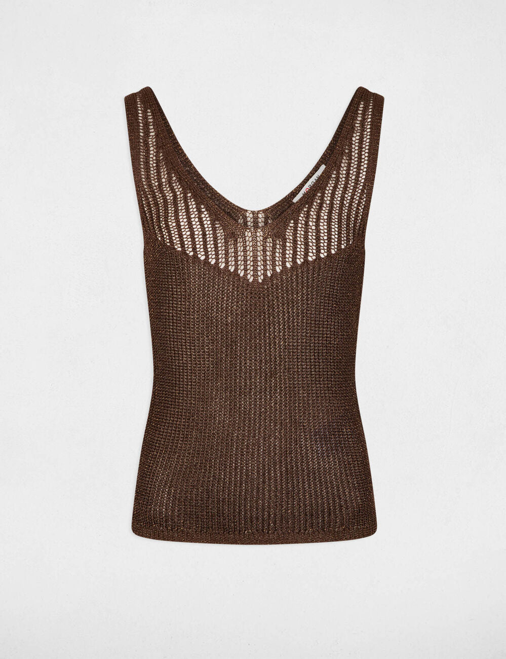 Camiseta ajustada cuello v marrón oscuro Morgan