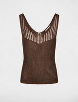 Camiseta ajustada cuello v marrón oscuro Morgan