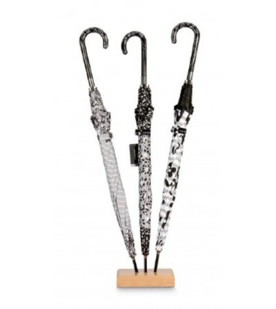 Expositor de madera natural para tres paraguas 1