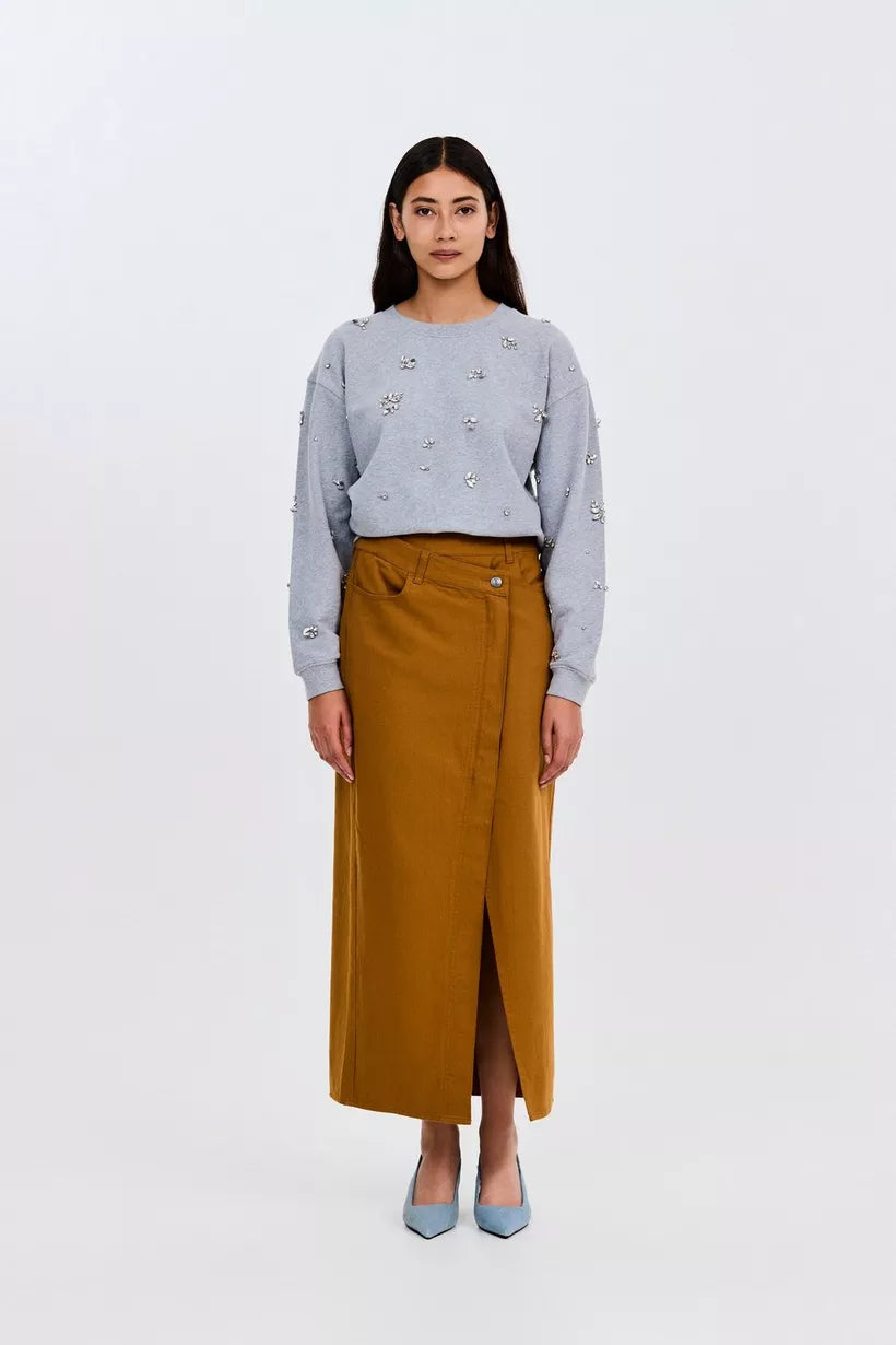 FALDA MIDI MOSTAZA CKS 1