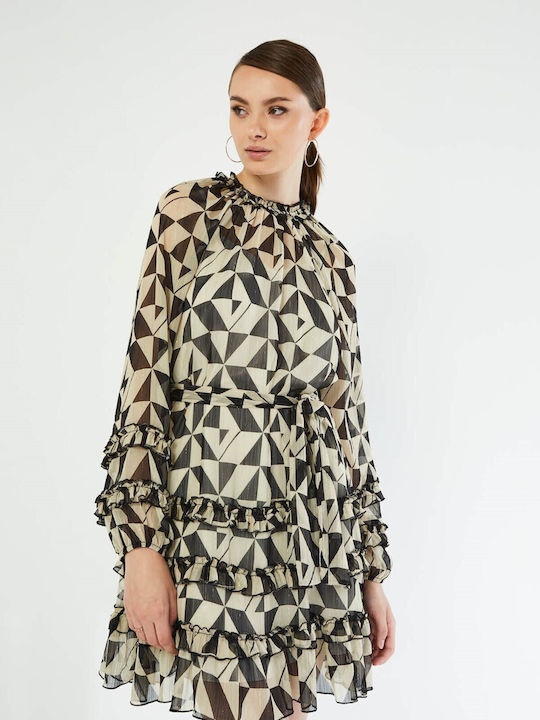 SOUVENIR VESTIDO DE GASA CON ESTAMPADO GEOMETRICO