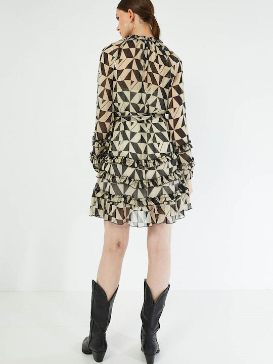 SOUVENIR VESTIDO DE GASA CON ESTAMPADO GEOMETRICO