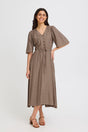 Vestido motas midi marron Fransa