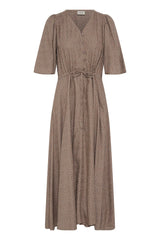 Vestido motas midi marron Fransa