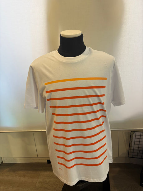 CAMISETA BLANCA RAYAS NARANJAS HOSTOA