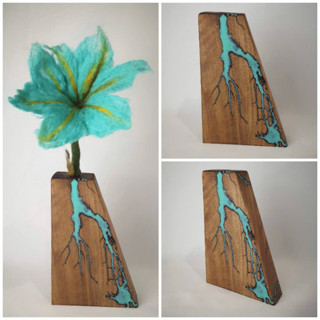 Jarrón de Nogal y resina epoxi - Dendago