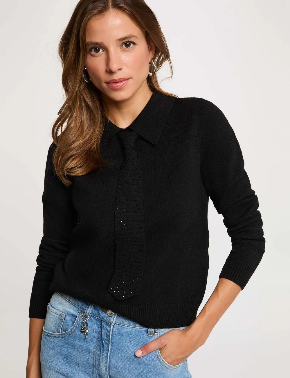 Jersey con cuello vuelto negro morgan