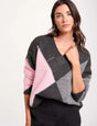  Jersey jacquard con cuello en v gris oscuro morgan
