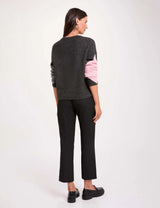 Jersey jacquard con cuello en v gris oscuro morgan