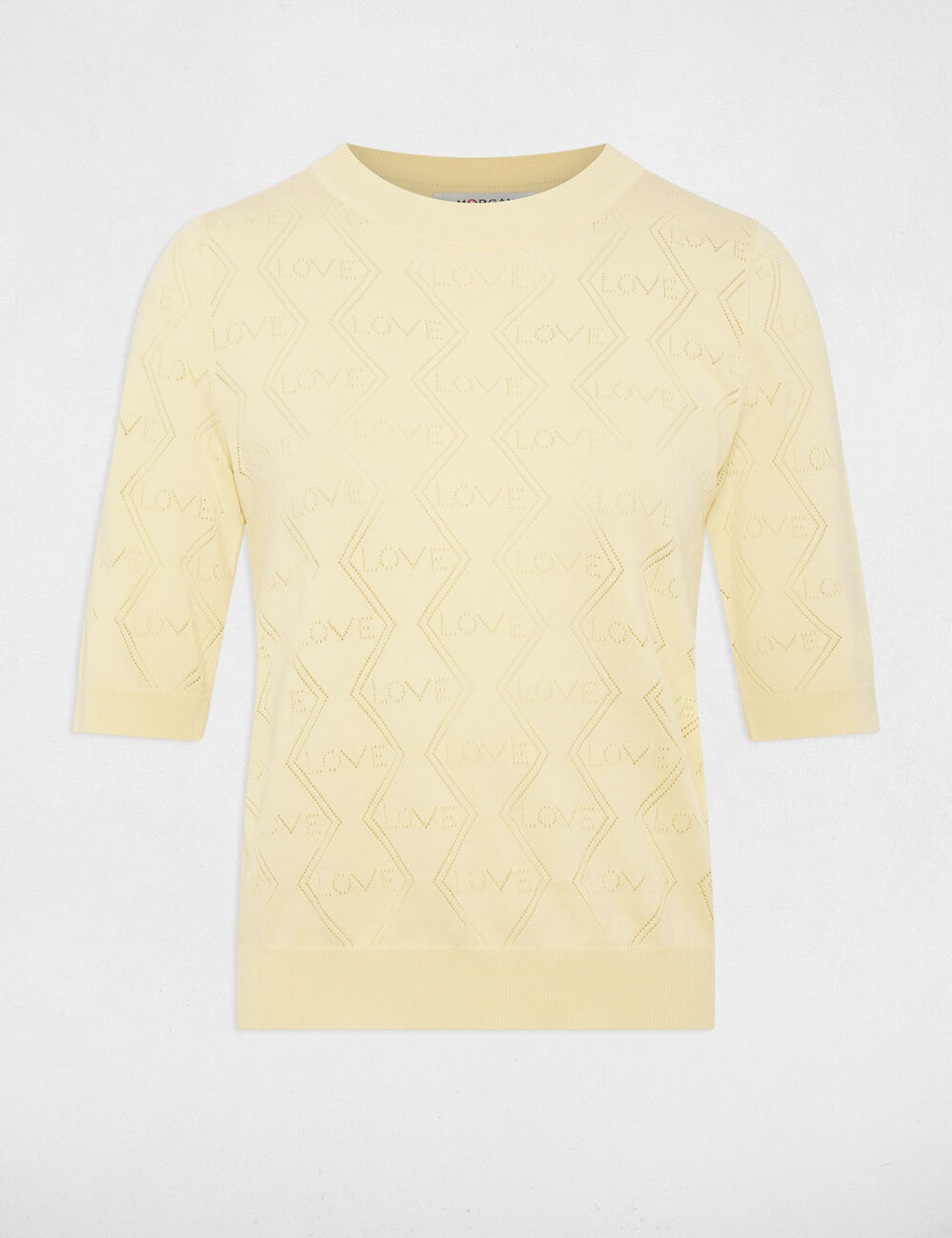 Jersey calado mangas 3/4 amarillo pastel  Morgan