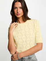 Jersey calado mangas 3/4 amarillo pastel  Morgan