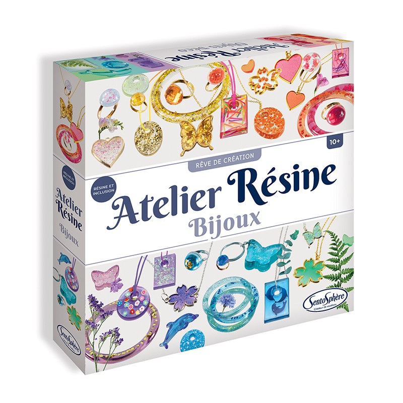 Kit creativo “Atelier Résine Bijoux” de SentoSphère para diseñar joyas de resina personalizadas.