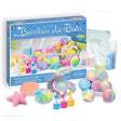 Contenido del kit Sentosphère con pipetas, moldes de flores, colorantes y bicarbonato de sodio.