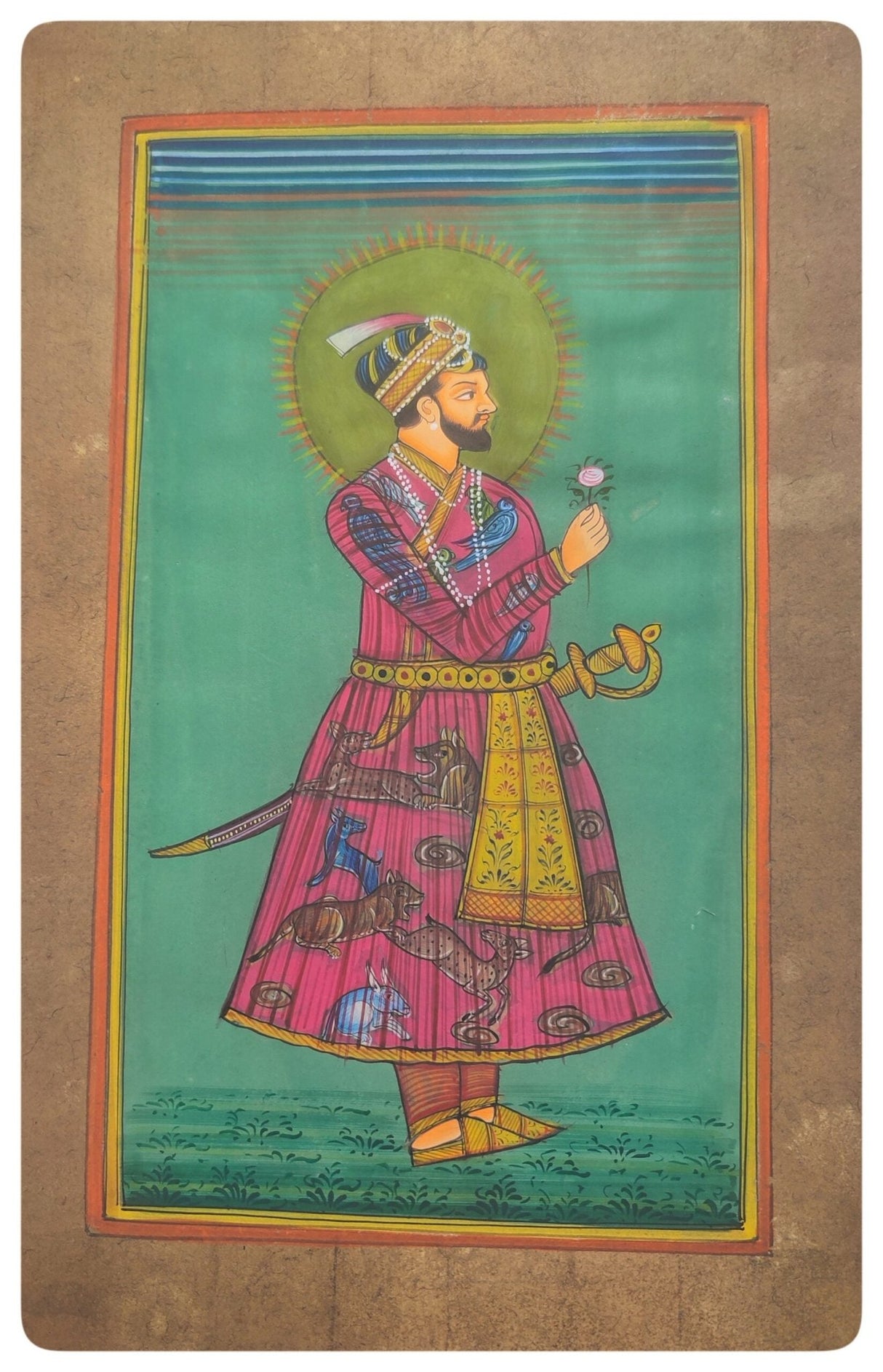 Lámina india pintada, Maharaja de Rajastan - Dendago
