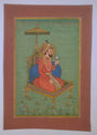 Lámina india pintada, Maharaja de Rajastan sentado en trono 2 - Dendago
