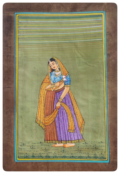 Lámina india pintada, Maharani de Rajastan - Dendago