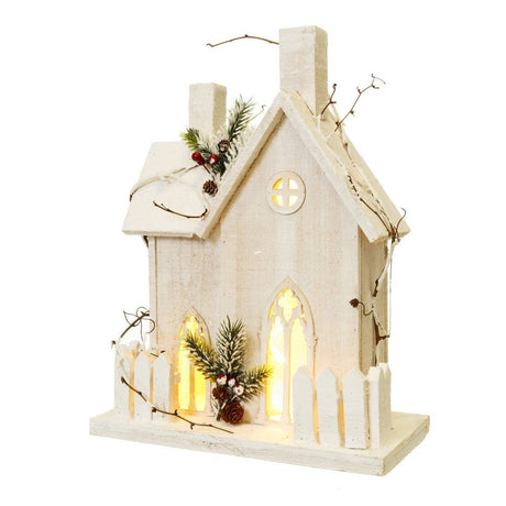 LAMPARA CASITA MADERA LUCES LED - Dendago