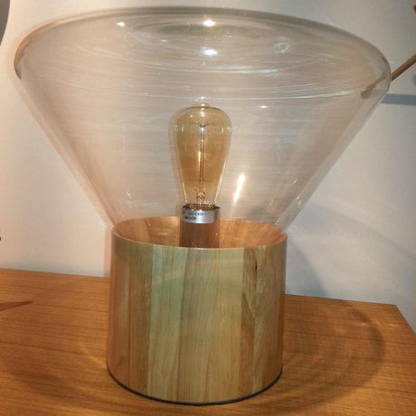 Lámpara de sobremesa madera/vidrio - Dendago