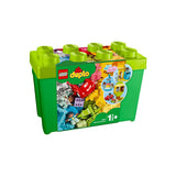Caja de LEGO DUPLO 10914 Deluxe Brick Box con bloques de construcción grandes y coloridos para niños pequeños. Incluye piezas básicas, ventanas, ruedas y figuras para crear diferentes construcciones y fomentar la creatividad, la motricidad y el aprendizaje temprano.