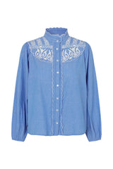 LOLLYS LAUNDRY CAMISA AZUL BORDADA LIA