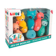 Juego de bolos infantil de LUDI con bolos de colores y pelota ligera adaptada para niños pequeños. Juguete educativo ideal para desarrollar la coordinación, la motricidad y el juego activo tanto en interior como en exterior.