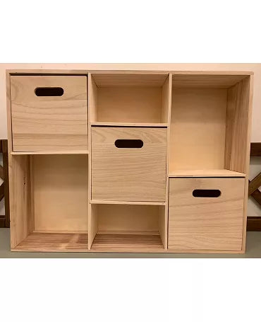 Madera estantería con 3 cajones 1