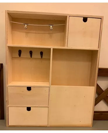 Madera estantería con tiradores y pinzas 1