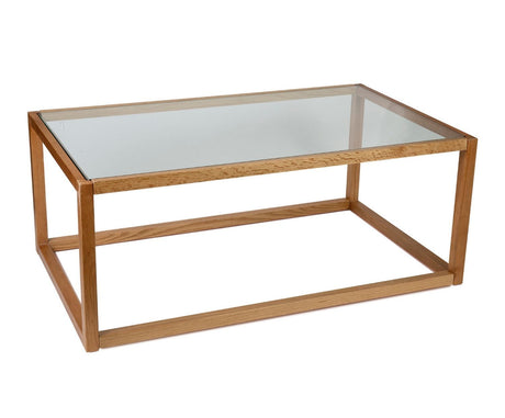 Mesa de centro de vidrio y madera rectangular - Dendago