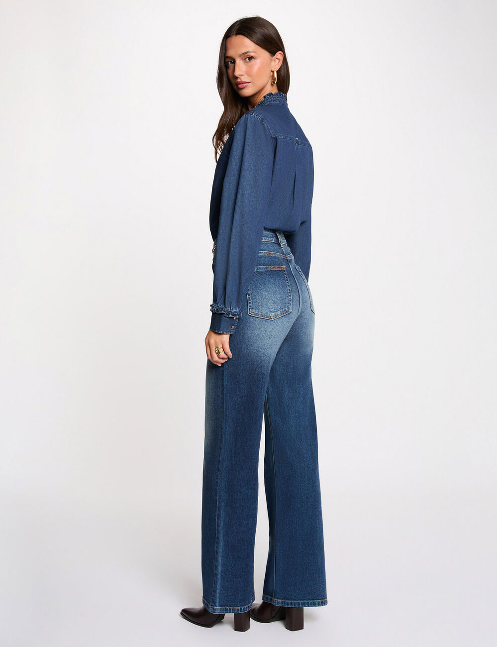 Vaquero ancho de tiro alto denim stone Morgan