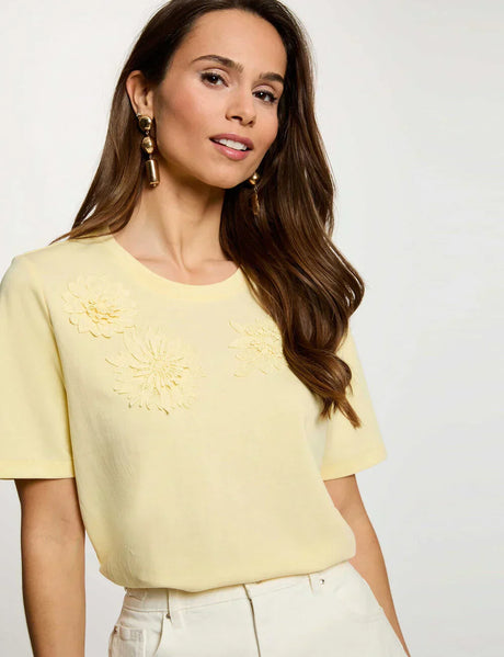 Camiseta recta cuello redondo amarillo pastel Morgan