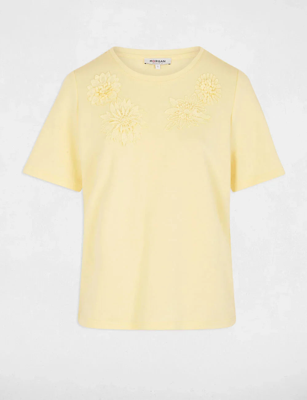 Camiseta recta cuello redondo amarillo pastel Morgan