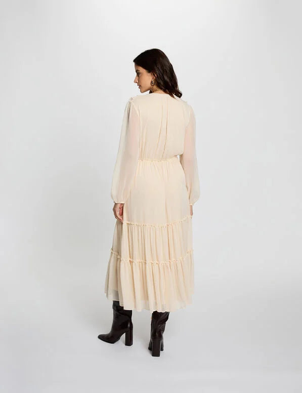 Vestido largo fluido crema Morgan