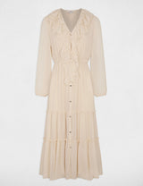 Vestido largo fluido crema Morgan