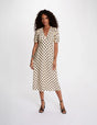 Vestido midi con mangas abullonadas MORGAN