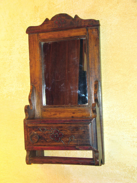 Mueble indio con espejo y cajón en madera - Dendago