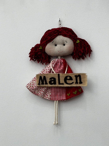 MUÑECA DE TRAPO GRANDE PERSONALIZADA ROJA - Dendago