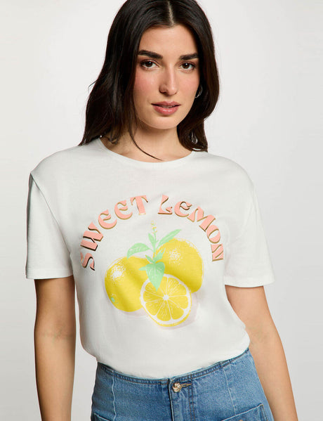 Camiseta estampada cuello redondo blanco Morgan
