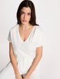 Camiseta cuello V manga corta blanca Morgan