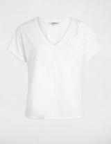 Camiseta cuello V manga corta blanca Morgan