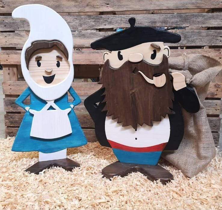 Olentzero eta Mari Domingi de madera - Dendago