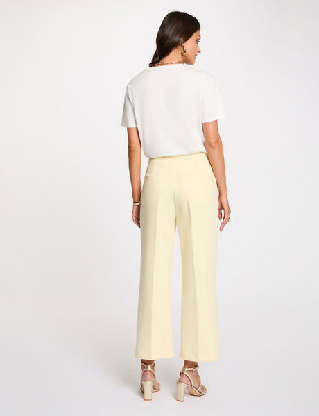 Pantalón recto de tiro alto amarillo pastel Morgan
