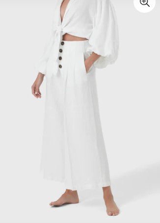 PANTALON LINO BLANCO ANCHO MRSMOOD - Dendago