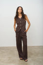 PANTALON LINO MARRON CHOCOLATE 1