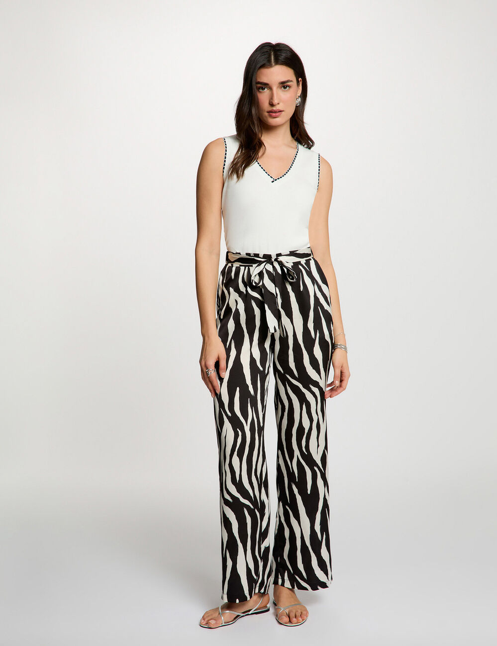 Pantalon fluido estampado multicolor Morgan