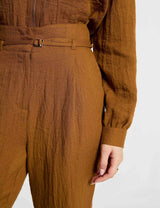 Pantalón carrot de tiro alto cámel Morgan