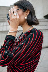 Jersey de rayas con cintura elástica Pao Stripes black Freeman T.Porter