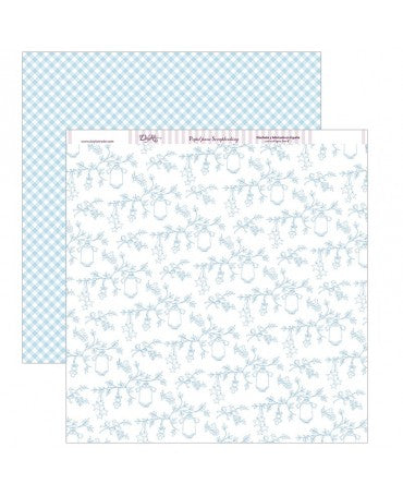 PAPEL SCRAP Dayka Floral con pajaritos, mariposas Azul 1